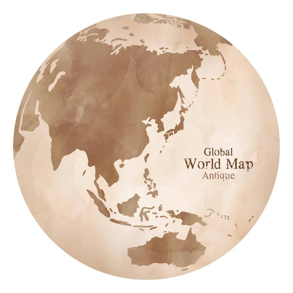 Watercolor antique global world map — 스톡 벡터