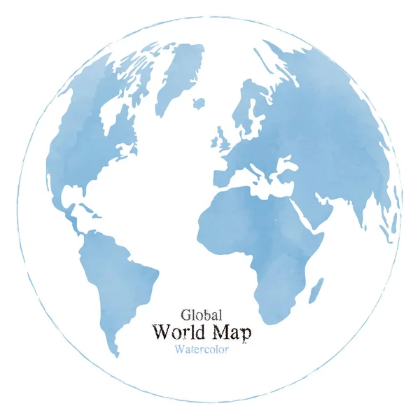 Global map with watercolor texture — 스톡 벡터