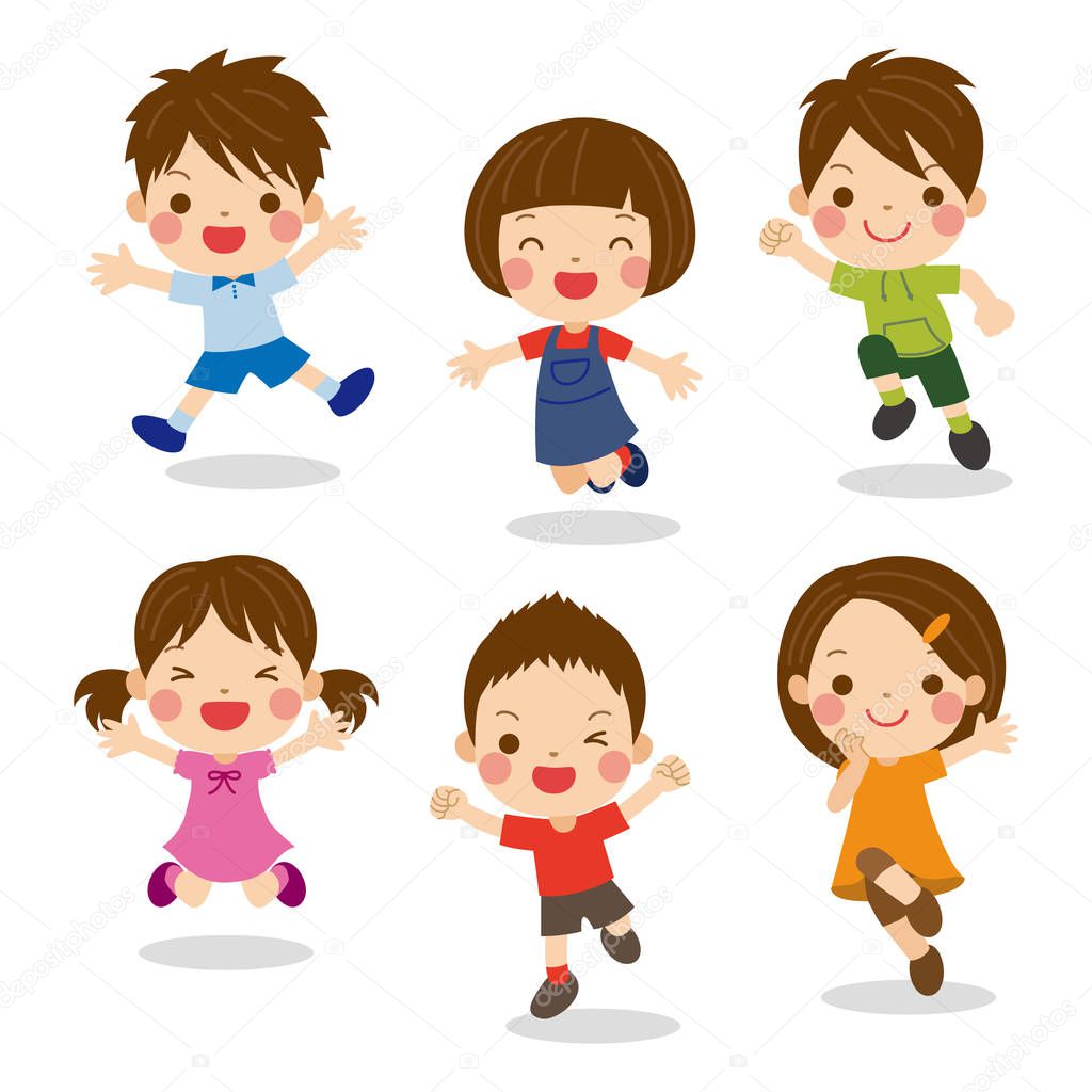 Set of kids with different poses and facial expressions