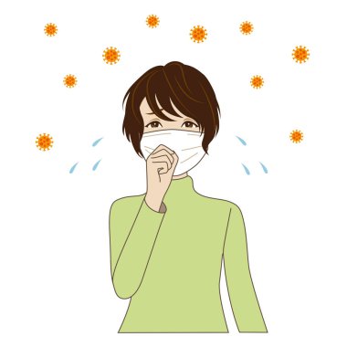 Yeni korona virüslerini korumak için ameliyat maskesi takan genç bir kadın.