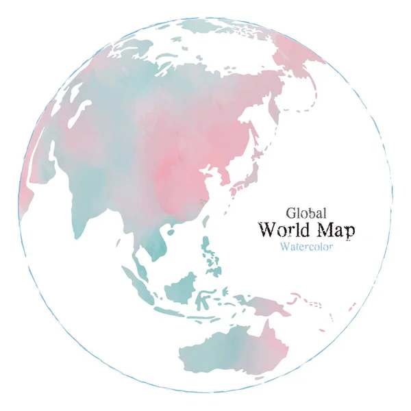 Weltkarte Mit Aquarell Textur Auf Weißem Hintergrund — Stockvektor