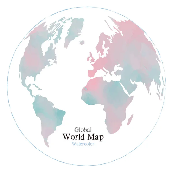 Mapa Global Com Textura Aquarela Sobre Fundo Branco — Vetor de Stock