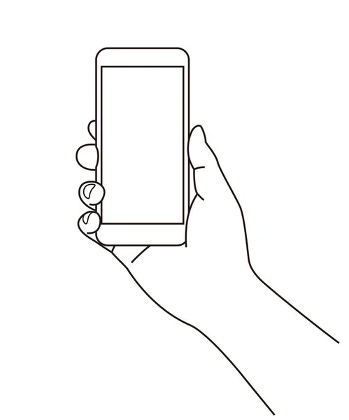 Tenue Utilisation Téléphone Cellulaire Portée Main Illustration Ligne Élément Graphique — Image vectorielle