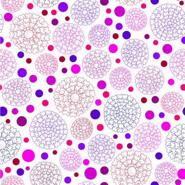 Vektör çiçek deseni. Renkli kesintisiz botanik doku, detaylı çiçek illüstrasyonlar. Stil, Bahar çiçek arka plan doodle.