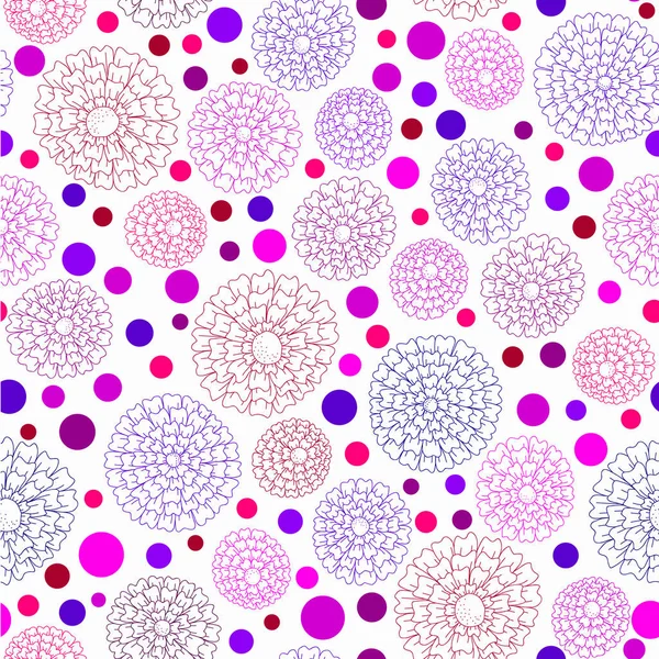 Vektör çiçek deseni. Renkli kesintisiz botanik doku, detaylı çiçek illüstrasyonlar. Stil, Bahar çiçek arka plan doodle.