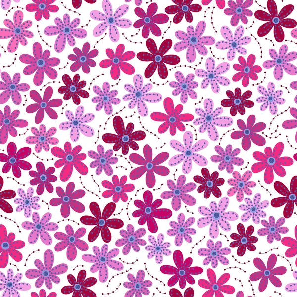 Vektör çiçek deseni. Renkli kesintisiz botanik doku, detaylı çiçek illüstrasyonlar. Stil, Bahar çiçek arka plan doodle.