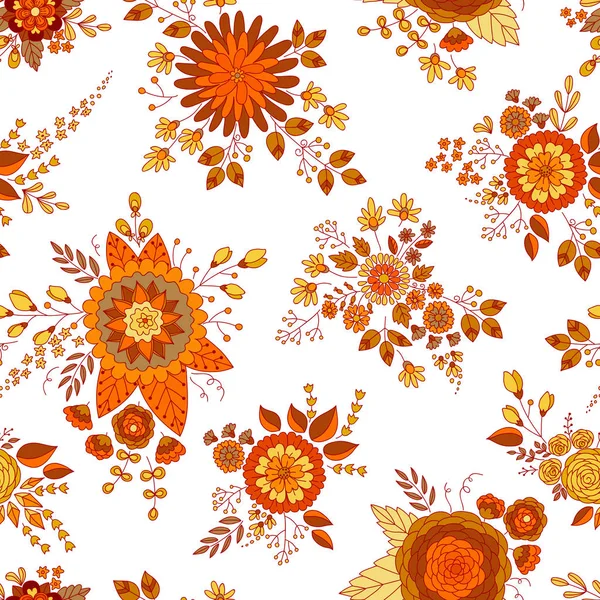 Vektör çiçek deseni. Renkli kesintisiz botanik doku, detaylı çiçek illüstrasyonlar. Stil, Bahar çiçek arka plan doodle.