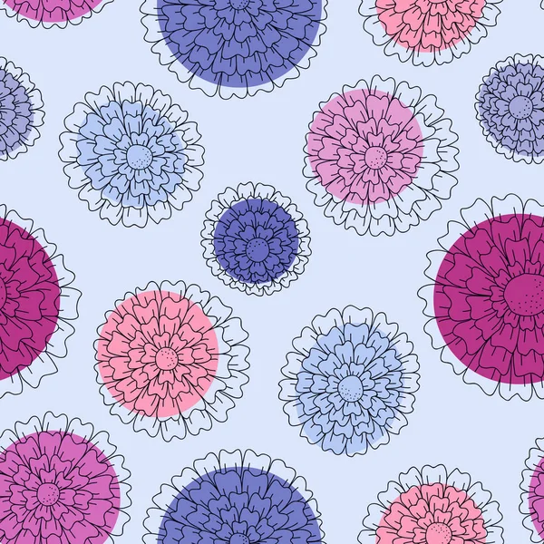 Vektör çiçek deseni. Renkli kesintisiz botanik doku, detaylı çiçek illüstrasyonlar. Stil, Bahar çiçek arka plan doodle.