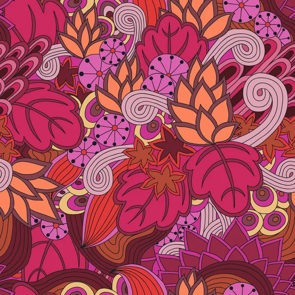 Vektör çiçek deseni. Renkli kesintisiz botanik doku, detaylı çiçek illüstrasyonlar. Stil, Bahar çiçek arka plan doodle.