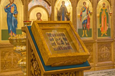 Bizans geleneğinin Doğu Hristiyan Ortodoks Kilisesi. Geleneksel dini resimler ve simgeler. 