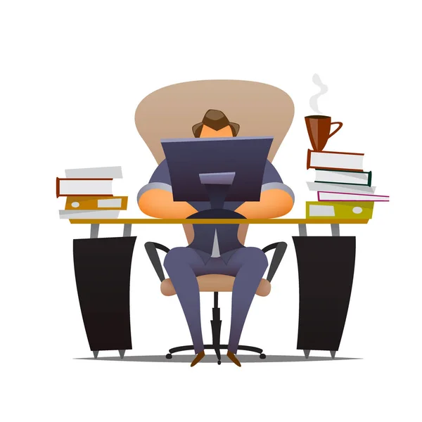 Businessman works hard at an office — Stock Vector