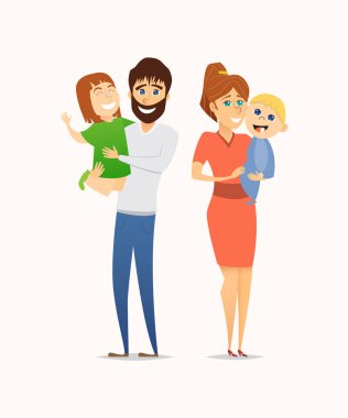 Mutlu bir aile. Karikatür tarzı