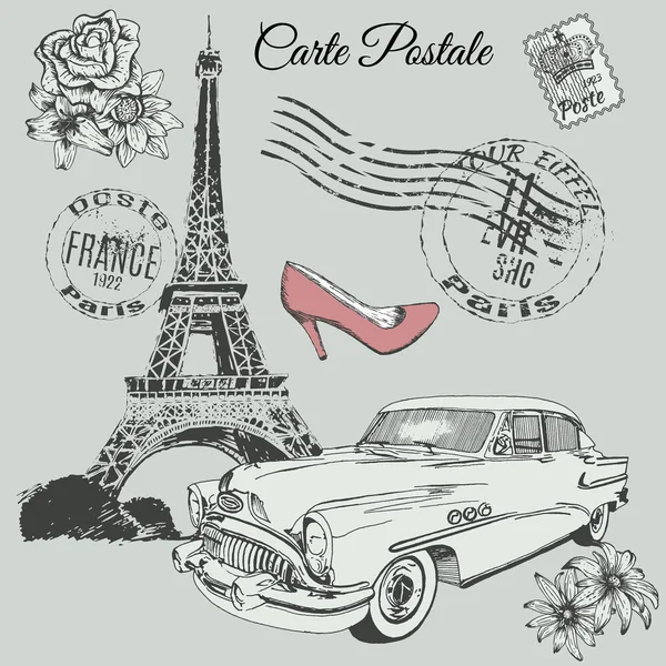Vintage plakát téma Paříž — Stockový vektor