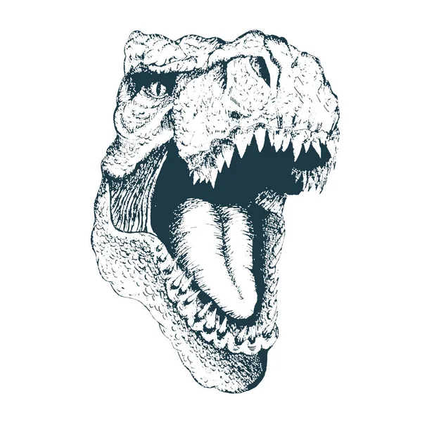 หัว T-rex. สไตล์วาดด้วยมือ — ภาพเวกเตอร์สต็อก