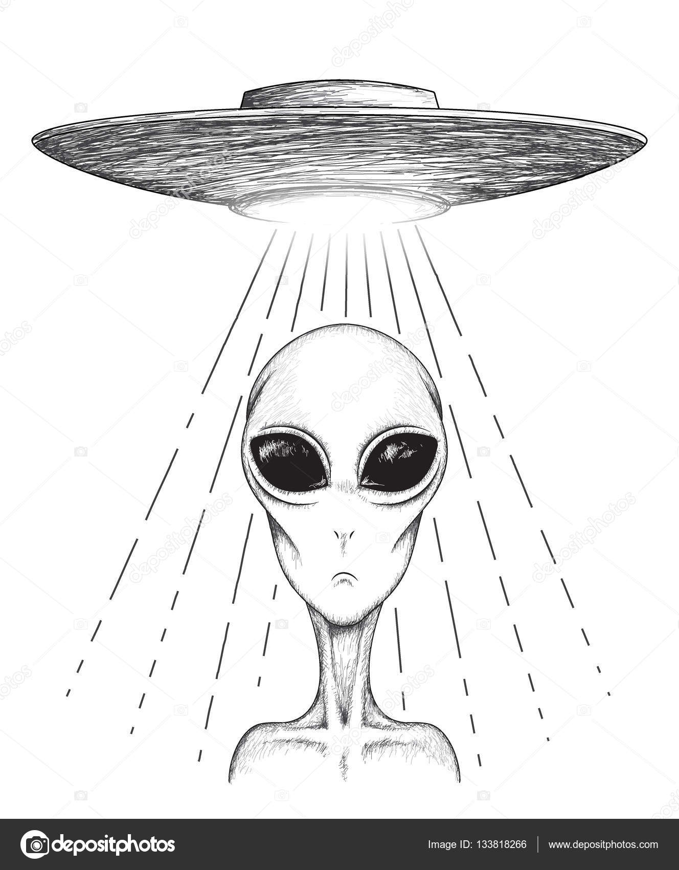 Alien teleports from UFO Stock Vector Image by ©mirquurius #133818266