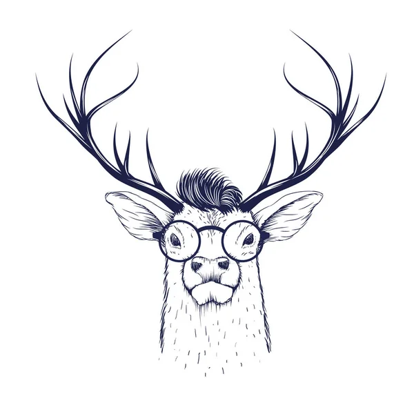 Tête de cerf dans les lunettes — Image vectorielle