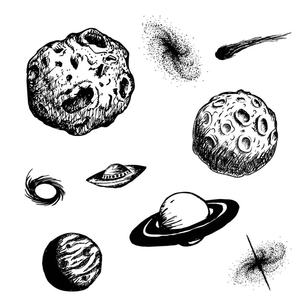 Grafische Illustration von Universumsobjekten — Stockvektor