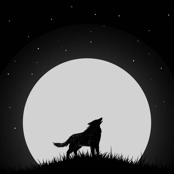 狼在月亮上嚎叫 — 图库矢量图片