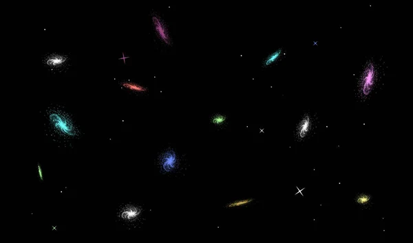Muitas galáxias do universo —  Vetores de Stock