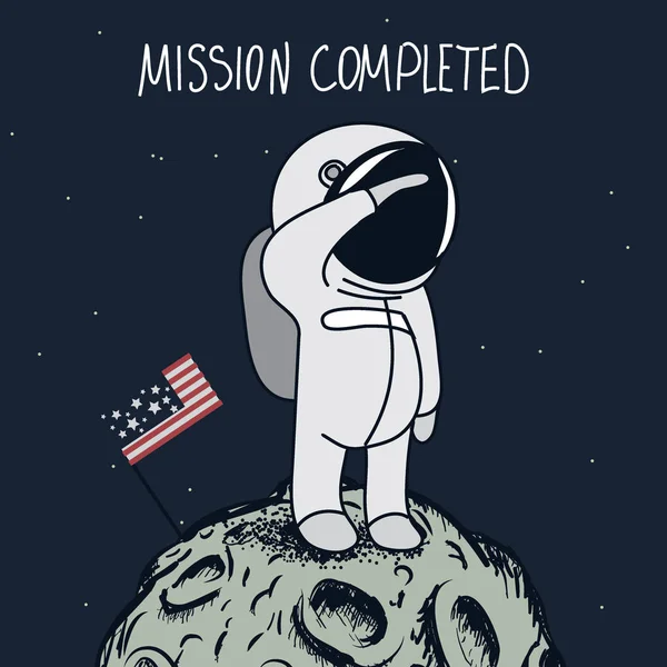 Çizgi film astronot aya ayakta