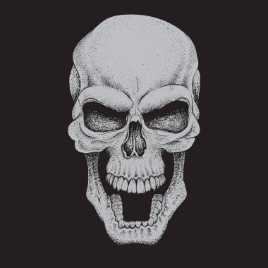 Kızgın kafatası. Dotwork tarzı