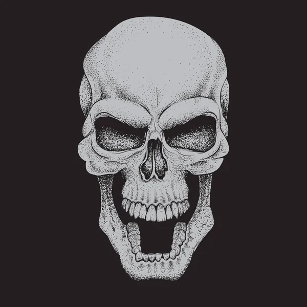 Calavera enojada. Estilo Dotwork — Vector de stock