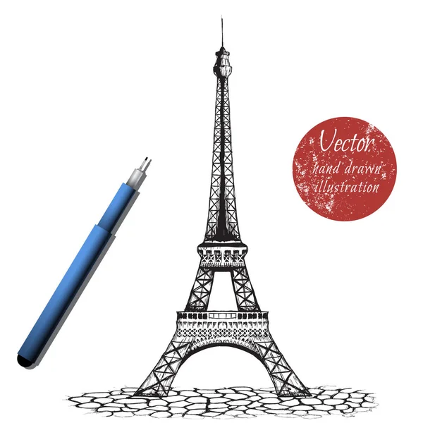 Eiffel tower on white background — Stock Vector
