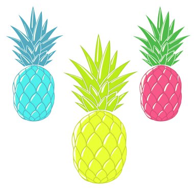 Colorful cartoon pineapples clipart