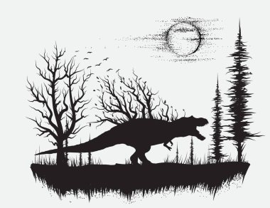 dinozor t-rex garip ormandaki