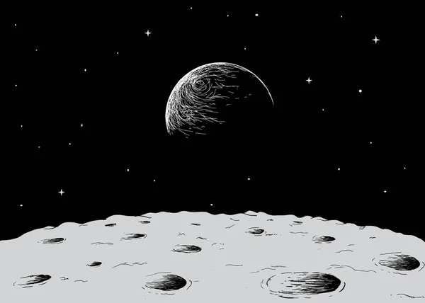 Dünya'ya ay yüzeyinden görüntülemek — Stok Vektör