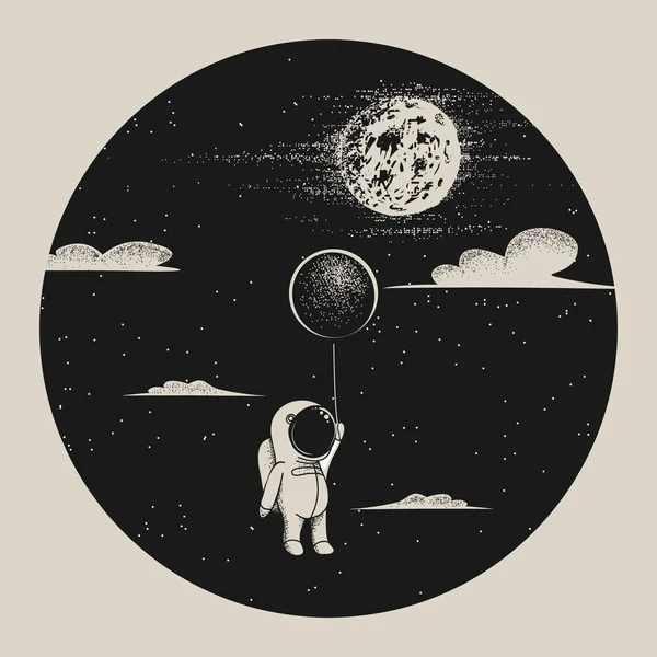 Astronaute voler vers la lune — Image vectorielle