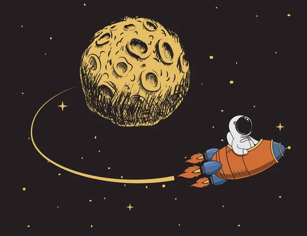 Astronauta volver después de la misión a la luna — Vector de stock