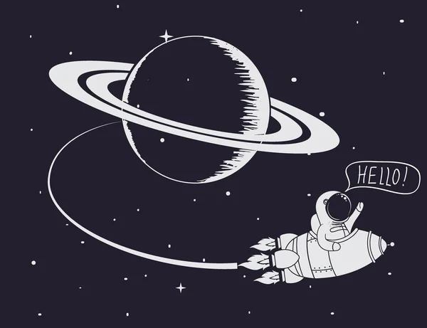 Astronaut kommit tillbaka efter mission till Saturnus — Stock vektor