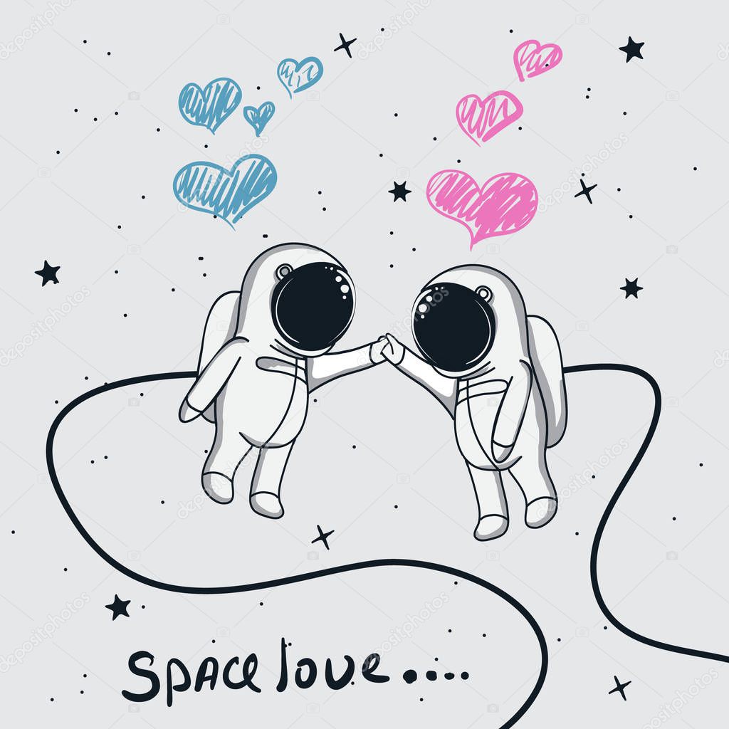Love of astronauts boy and girl