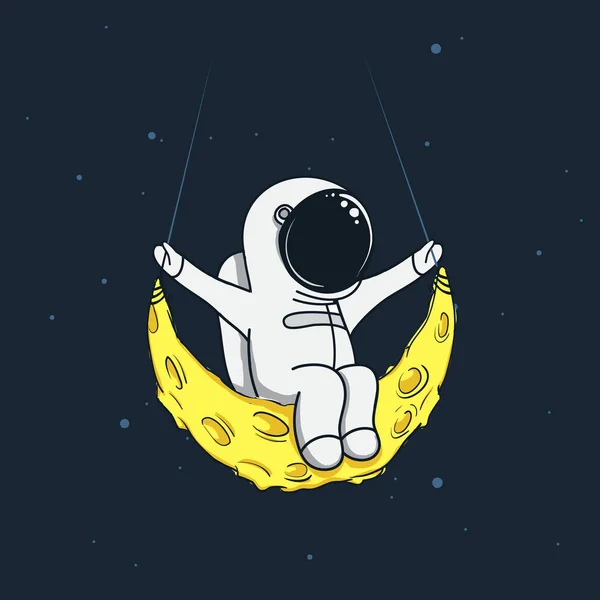 Spaceman balancent sur la lune — Image vectorielle