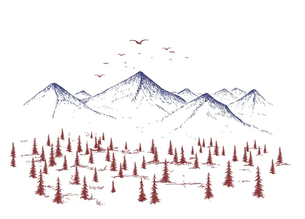 Гора и лес — стоковый вектор