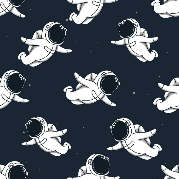 Molti simpatici astronauti che volano nello spazio — Vettoriale Stock