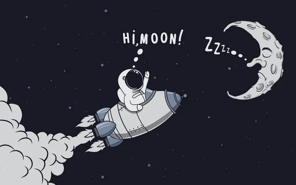Περιπέτεια του μικρό χαριτωμένο αστροναύτη στο διάστημα — Διανυσματικό Αρχείο