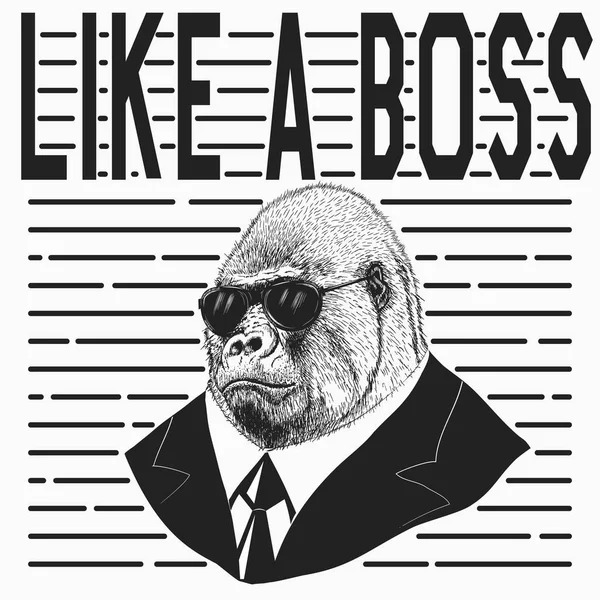 Gorilla vestida con chaqueta — Vector de stock