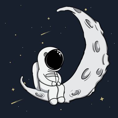 Şirin astronot Hilal ay üzerinde oturur