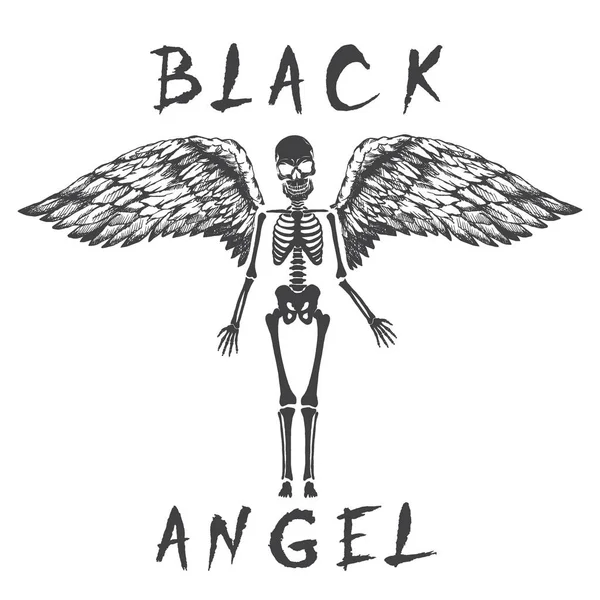 スケルトンのような黒い天使 — ストックベクタ