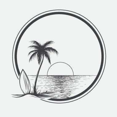 Palm beach illüstrasyon yaz deniz üzerinde