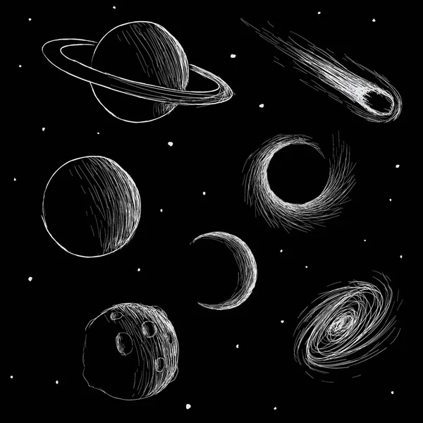 Fenómenos cósmicos y planetas espaciales — Archivo Imágenes Vectoriales