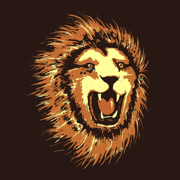 Cabeza de león enojado — Vector de stock