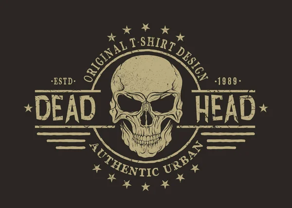 Emblema retro con cráneo — Vector de stock