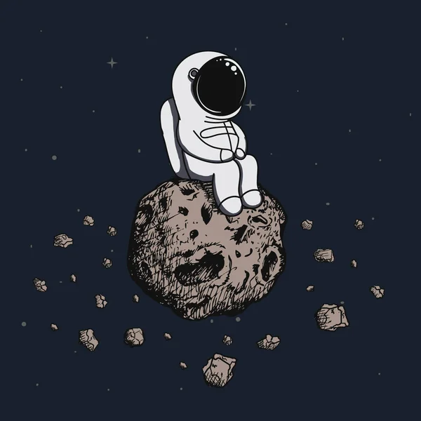Astronaut reizen op asteroïde — Stockvector