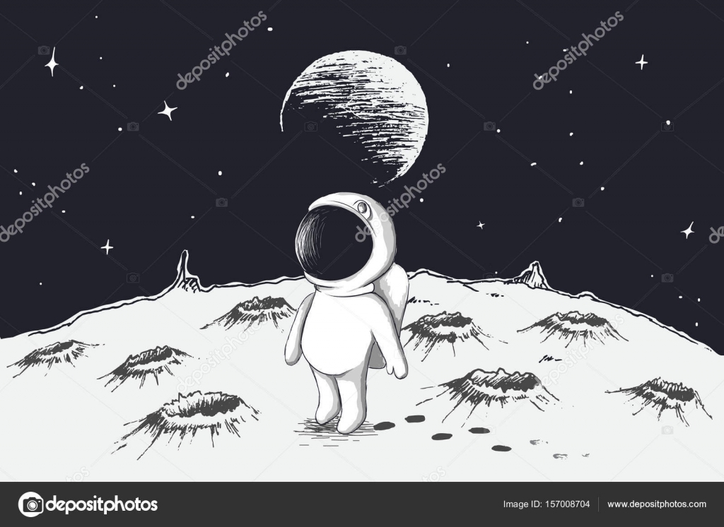 Cute Astronaut Walking On Moon Stock Vector C Mirquurius 157008704