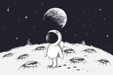 Şirin astronot Ay'da biri yürüyor