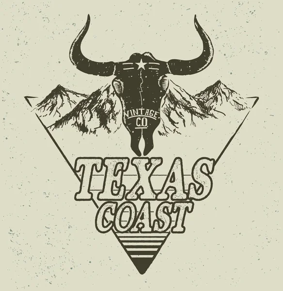 Western logo with bull head — Stock Vector