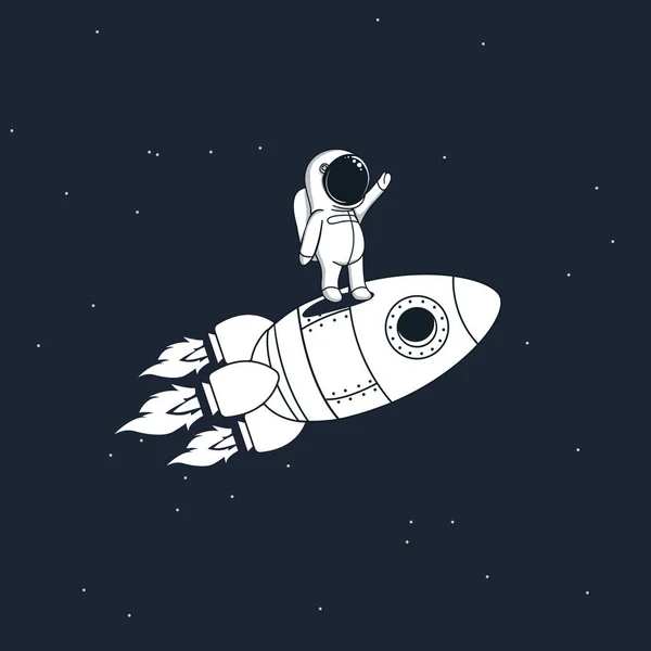 Zoete astronaut brandt raket — Stockvector